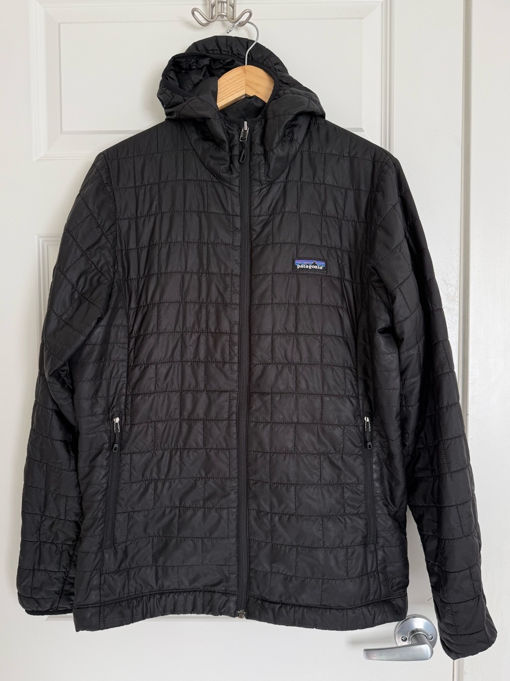 Patagonia Nano Puff Hoody Jacket Ws Womens XL Black Hooded Puffer Full Zip 84226